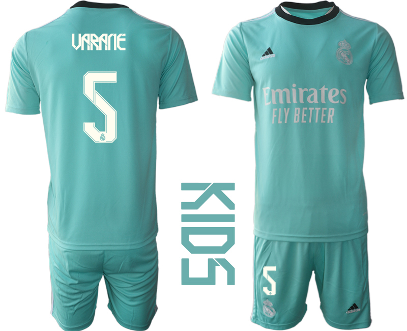 Youth 2021-2022 Club Real Madrid Second away blue #5 Soccer Jersey